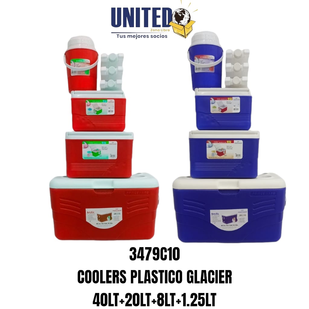 COOLERS PLÁSTICO - GLACIER 40LT + 20LT + 8LT + 1.25LT