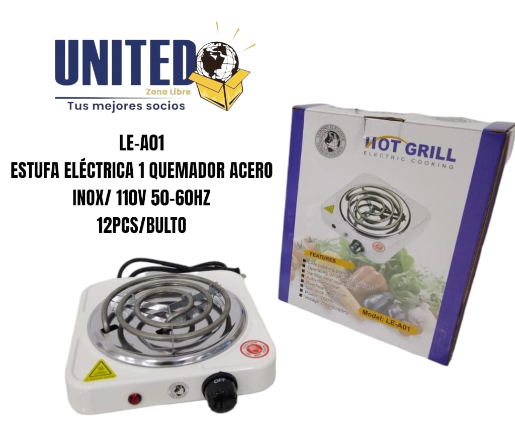 ESTUFA ELECTRICA 1 QUEMADOR ACERO INOX/HIERRO 110V 50-60HZ