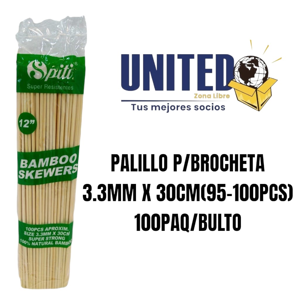 PALILLOS P/BROCHETA - 3.3MM x 30CM (95-100pcs)