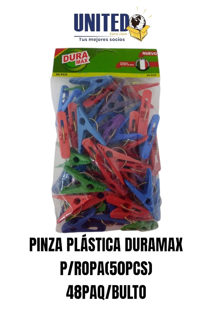 PINZA PLASTICA DURAMAX P/ROPA (50PCS)