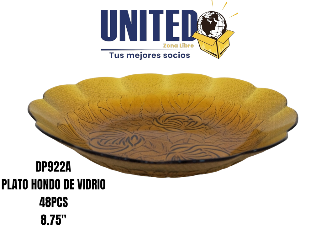 PLATO HONDO DE VIDRIO COLOR CAFÉ DE 8.75"