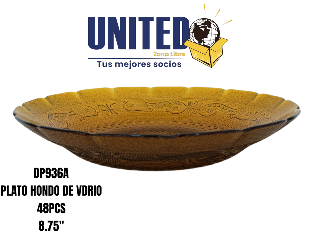 PLATO HONDO DE VIDRIO COLOR CAFÉ DE 8.75" (copia)