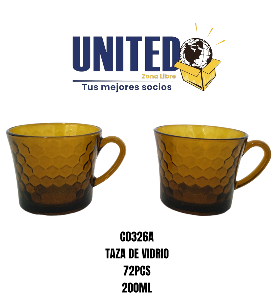 TAZA DE VIDRIO COLOR CAFÉ DE 200ML