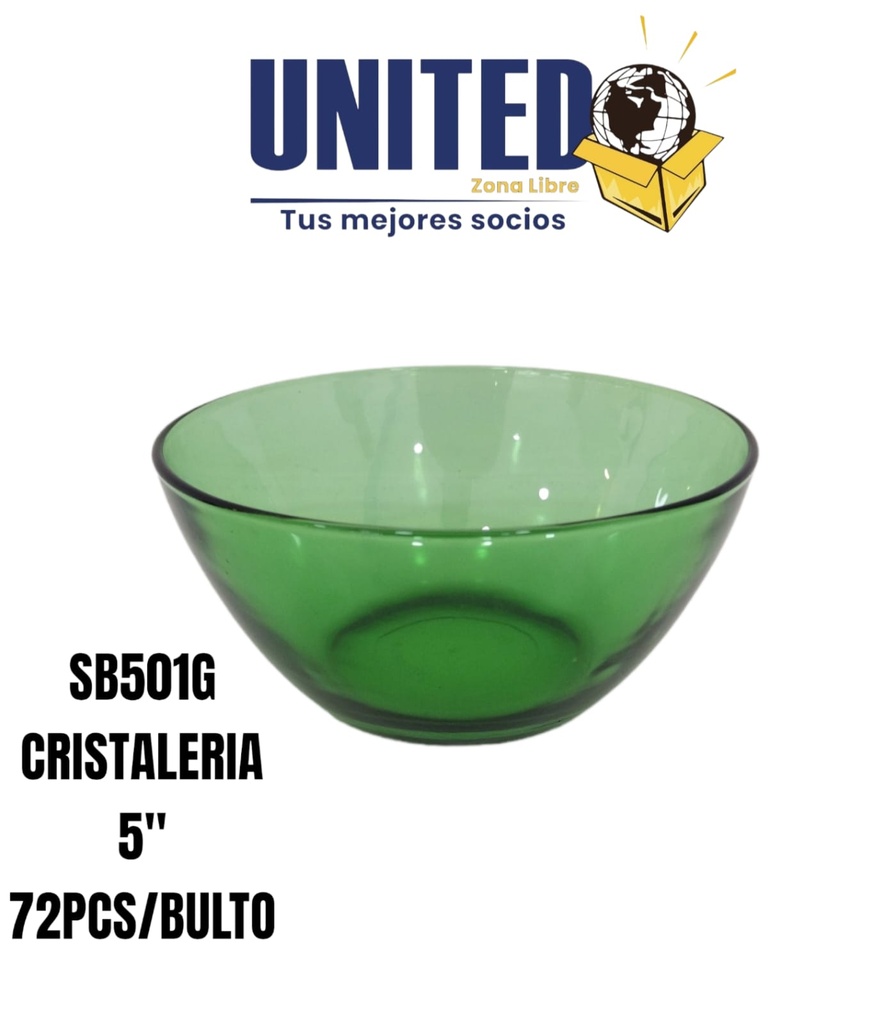 TAZON DE VIDRIO COLOR VERDE DE 5"