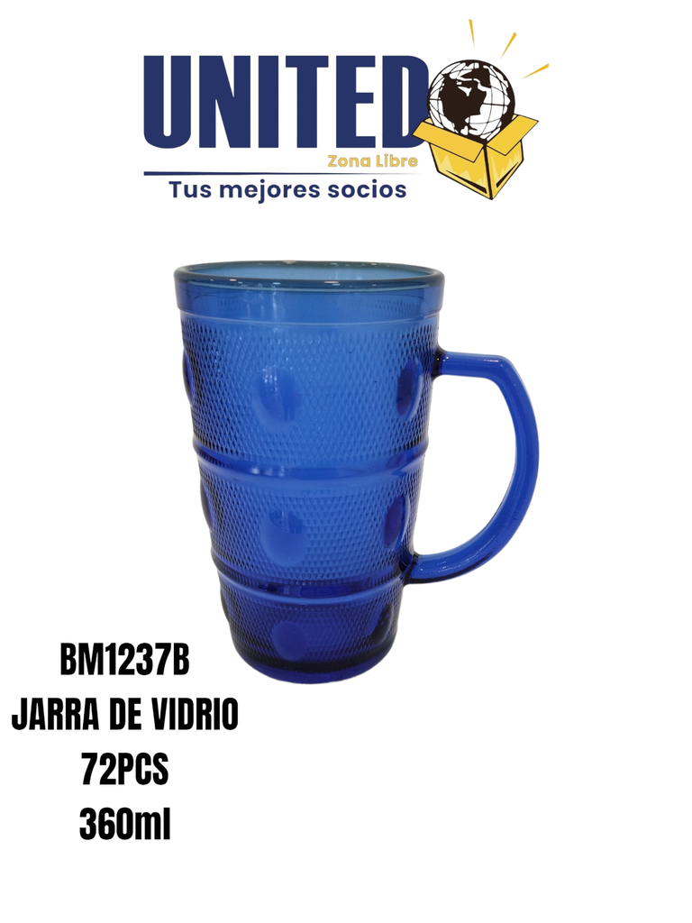 JARRA DE VIDRIO COLOR AZUL 360ML