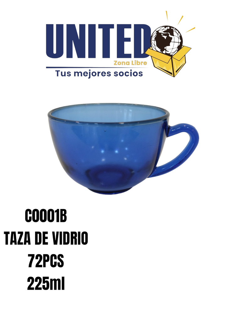 TAZA DE VIDRIO COLOR AZUL 230ML (copia)