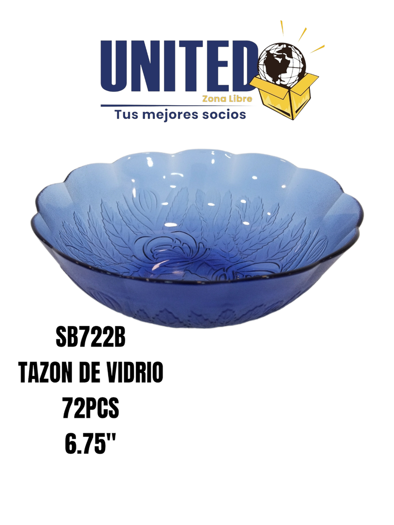 TAZON DE VIDRIO COLOR AZUL DE 6.75"