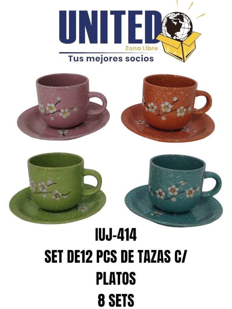 TAZA CERAMICA C/PLATO - SET 12PCS