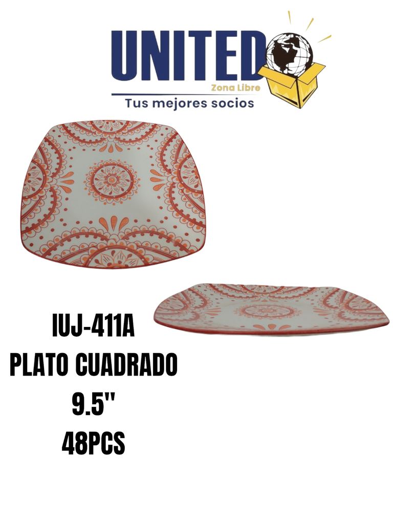 PLATO CUADRADO CERAMICA 9.5"