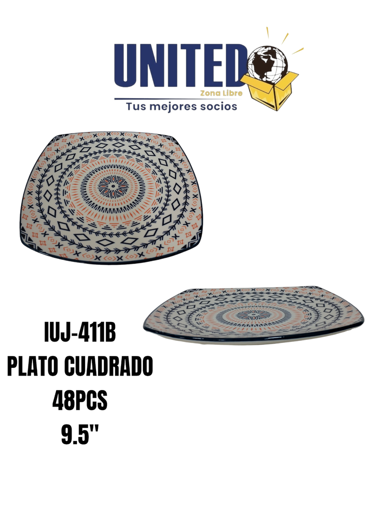 PLATO CUADRADO CERAMICA 9.5"