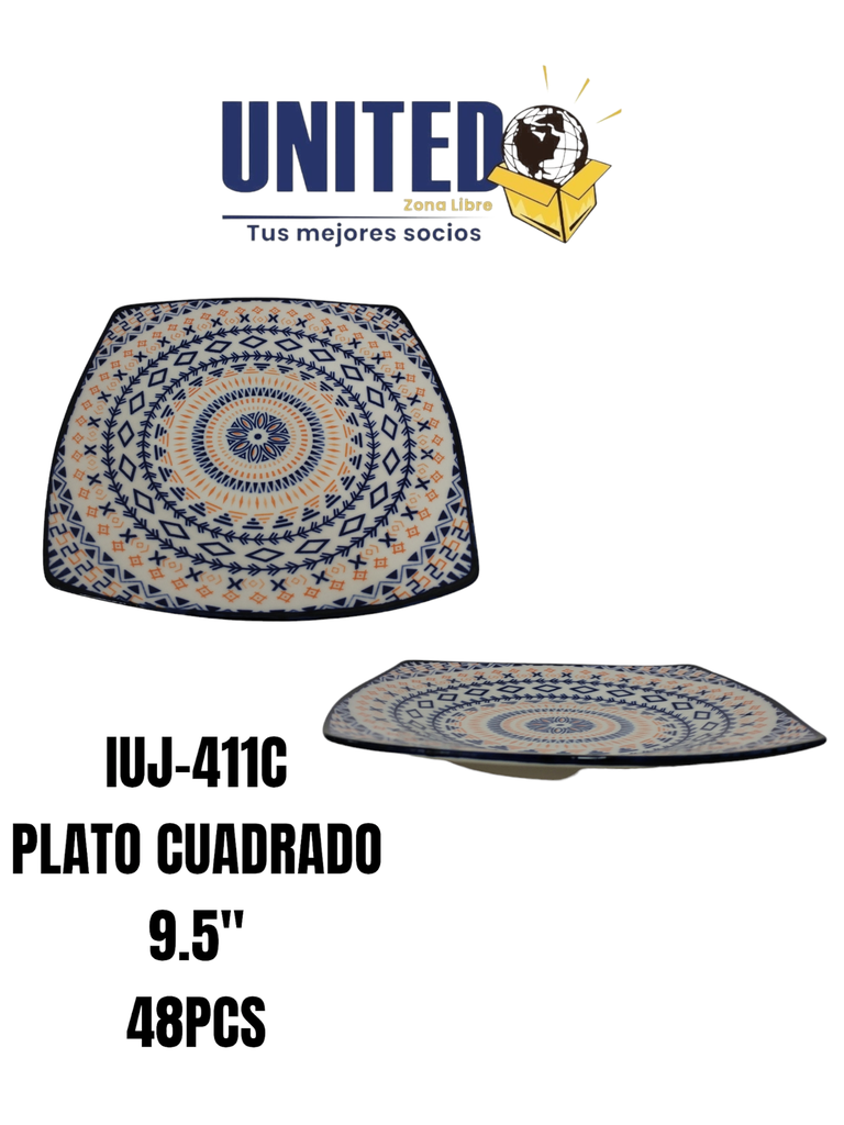 PLATO CUADRADO CERAMICA 9.5"