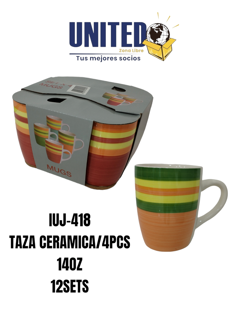 TAZA CERAMICA 14Oz - SET 4PCS