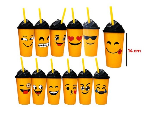 [IUJ-964] VASO PLASTICO EMOJI C/TAPA