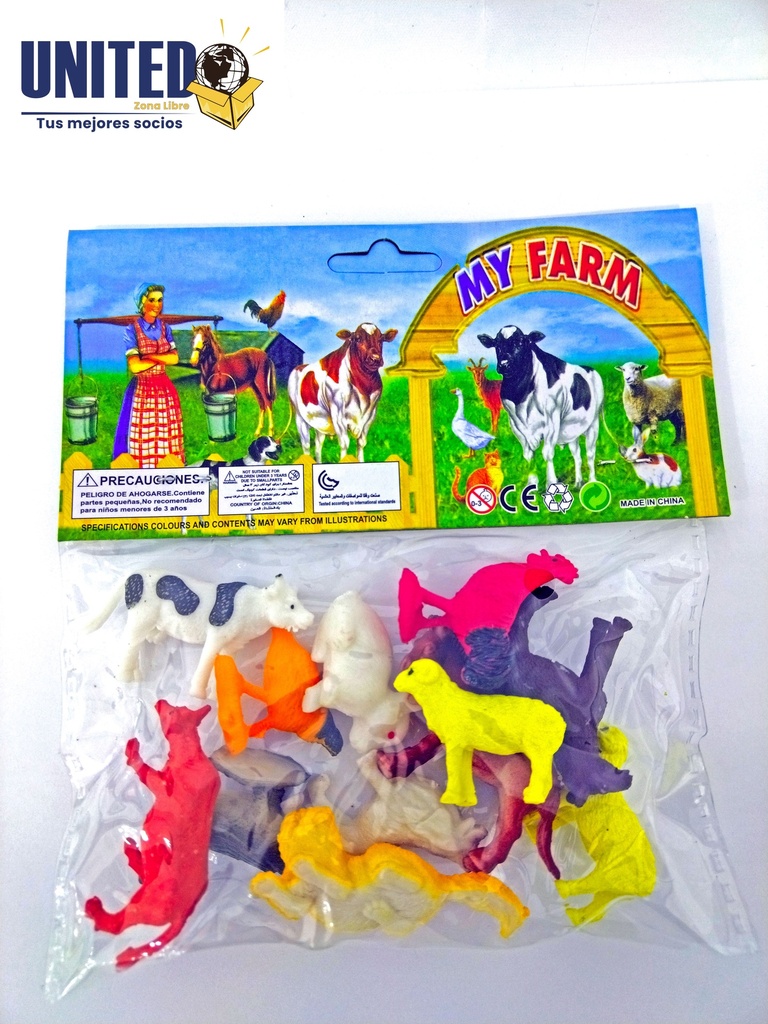 Paquete con 12 animales de juguete para granja de 3-4cm / farm animals /  wt1060 – Joinet
