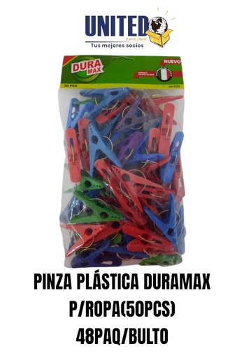 [IU-553] PINZA PLASTICA DURAMAX P/ROPA (50PCS)