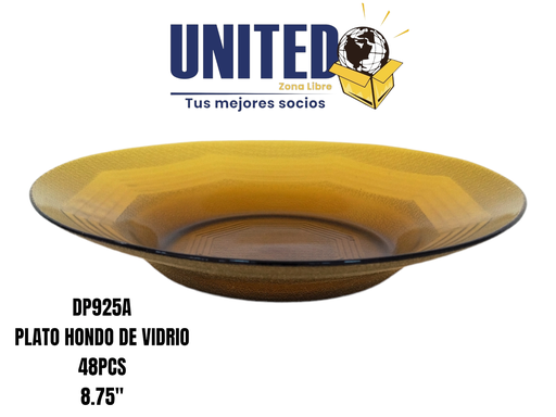 [DP925A] PLATO HONDO DE VIDRIO COLOR CAFÉ DE 8.75" (copia)