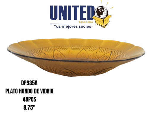 [DP935A] PLATO HONDO DE VIDRIO COLOR CAFÉ DE 8.75" (copia)