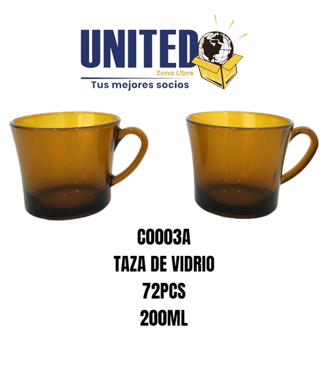 [C0003A] TAZA DE VIDRIO COLOR CAFÉ DE 8OZ (copia)