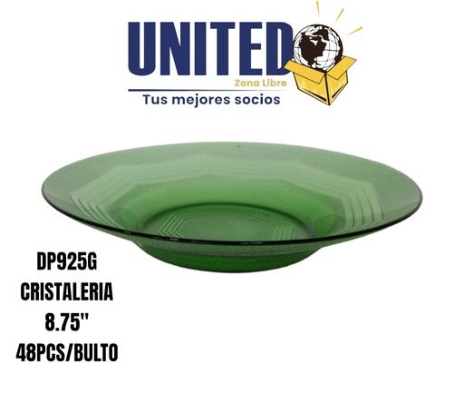 [DP925G] PLATO HONDO DE VIDRIO COLOR VERDE DE 8.75" (copia)