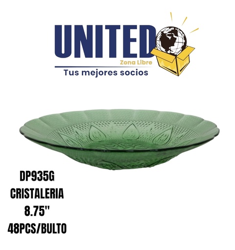 [DP935G] PLATO HONDO DE VIDRIO COLOR VERDE DE 8.75" (copia)
