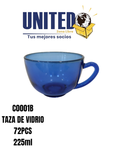 [C0001B] TAZA DE VIDRIO COLOR AZUL 230ML (copia)