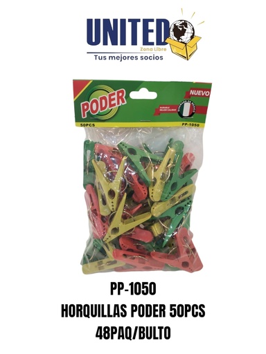 [PP-1050] PINZA PLASTICA PODER P/ROPA (50PCS)