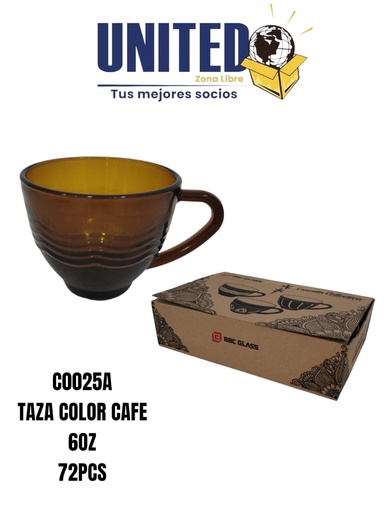 [C0025A] TAZA DE VIDRIO COLOR CAFÉ DE 225ML (copia)