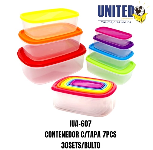 [IUA-607] CONTENEDOR C/TAPA - 7PCS
